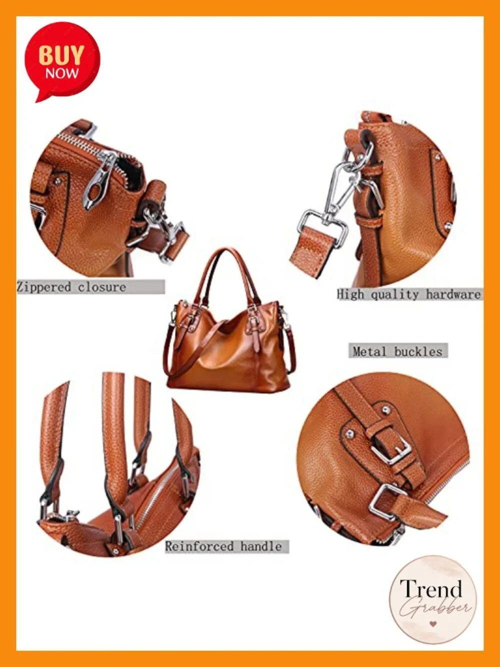 HESHE Leather Tote Bag Shoulder Handbag Satchel Purse